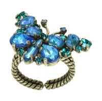 Konplott - Butterfly Dance - Blau, Antikmessing, Ring