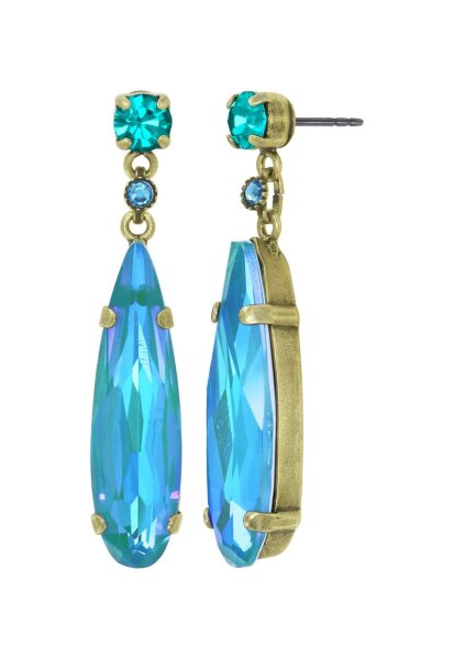 Konplott - Daily Desire - blue, antique brass, earring stud dangling