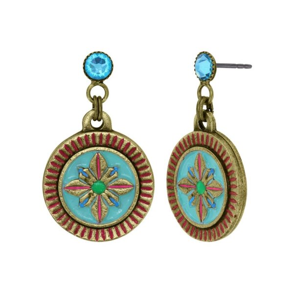 Konplott - Medallion - multi, antique brass, earring stud dangling