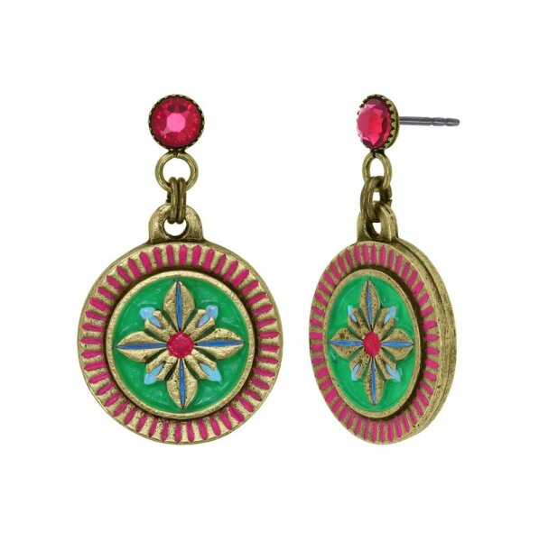 Konplott - Medallion - multi, antique brass, earring stud dangling