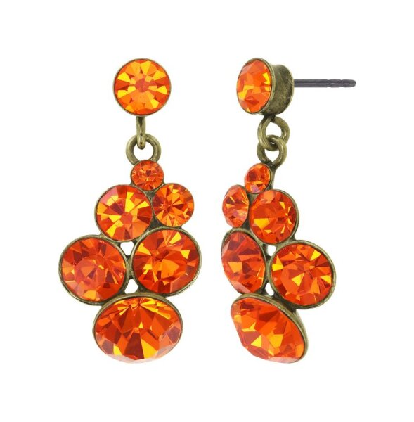 Konplott - Petit Glamour - orange, antique brass, earring stud dangling