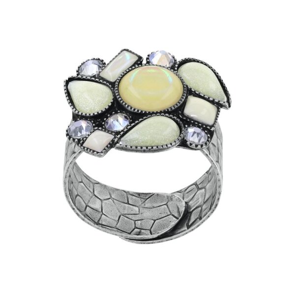 Konplott - Afternoon Bling - Weiß, Antiksilber, Ring