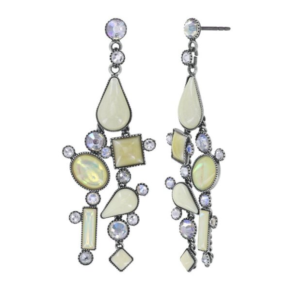 Konplott - Afternoon Bling - white, antique silver, earring stud dangling