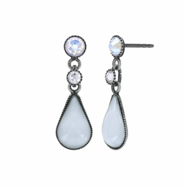 Konplott - Afternoon Bling - white, antique silver, earring stud dangling