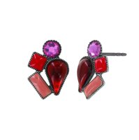 Konplott - Afternoon Bling - red, antique silver, earring...