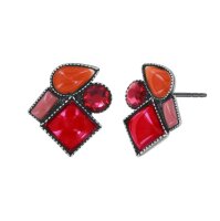 Konplott - Afternoon Bling - red, antique silver, earring...