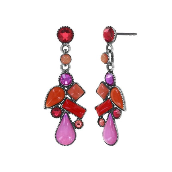 Konplott - Afternoon Bling - red, antique silver, earring stud dangling