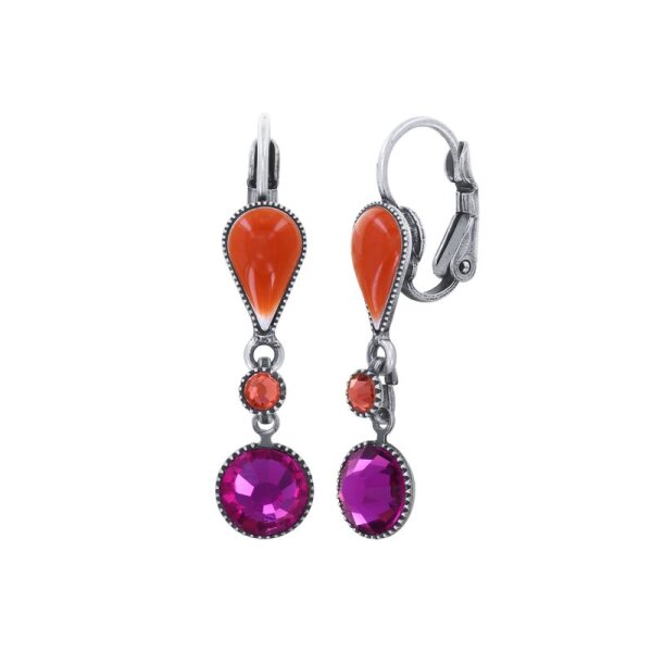 Konplott - Afternoon Bling - red, antique silver, earring eurowire dangling