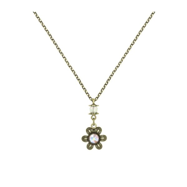 Konplott - Love, Shine and Flowers - beige/yellow, Light antique brass, necklace pendant