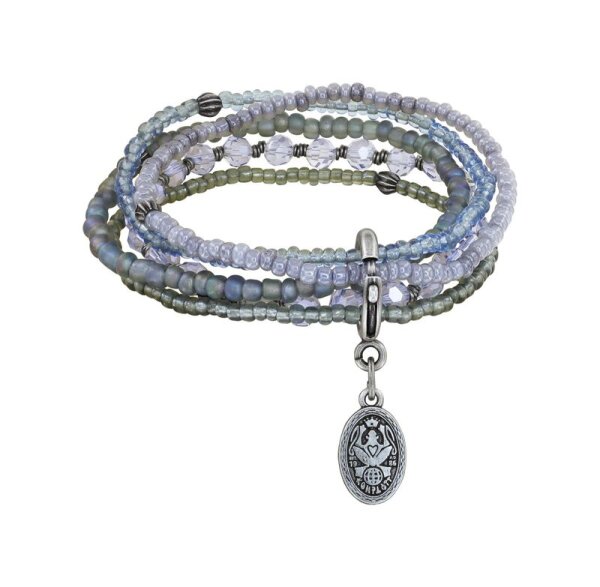 Konplott - Petit Glamour dAfrique - grey, antique silver, bracelet elastic