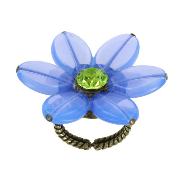 Konplott - Daisy Dance - blue/green, antique brass, ring