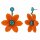 Konplott - Daisy Dance - orange/blue, antique brass, earring stud dangling
