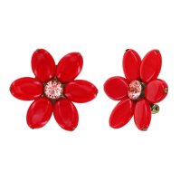 Konplott - Daisy Dance - red/pink, antique brass, earring...