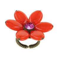 Konplott - Daisy Dance - orangered/pink, antique brass, ring