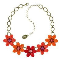 Konplott - Daisy Dance - red/orange, antique brass, necklace