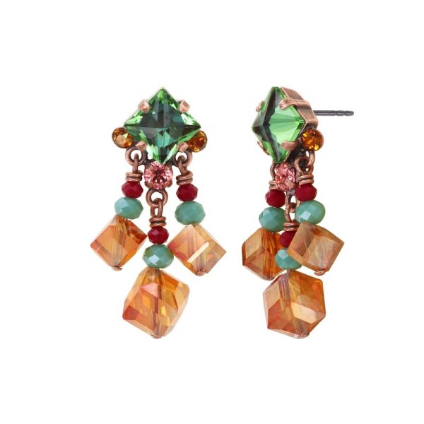 Konplott - Indian Summer - orange, antique copper, earring stud dangling