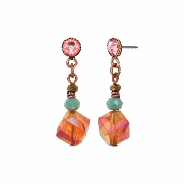 Konplott - Indian Summer - orange, antique copper, earring stud dangling