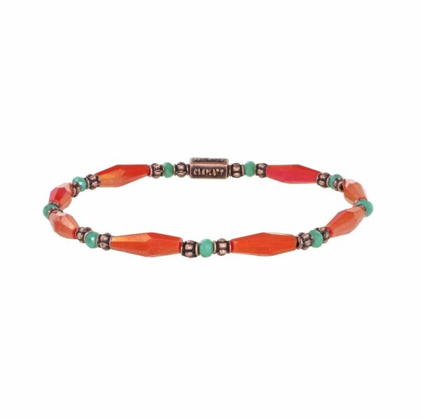 Konplott - Petit Glamour dAfrique - Orange, Antikkupfer, Armband auf Gummiband
