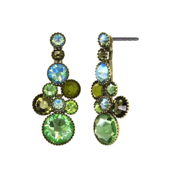 Konplott - Water Cascade - green, antique brass, earring stud dangling