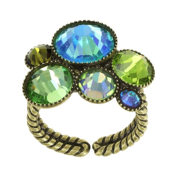 Konplott - Water Cascade Glam - green, antique brass, ring