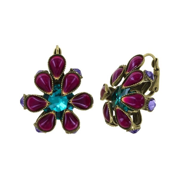 Konplott - Alien Anemone - multi, antique brass, earring eurowire