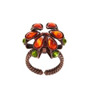 Konplott - Alien Anemone - orange, antique copper, ring