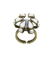 Konplott - Alien Anemone - white, antique brass, ring