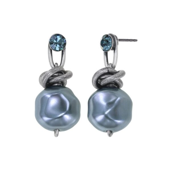 Konplott - Free Spirit - blue, antique silver, earring stud dangling