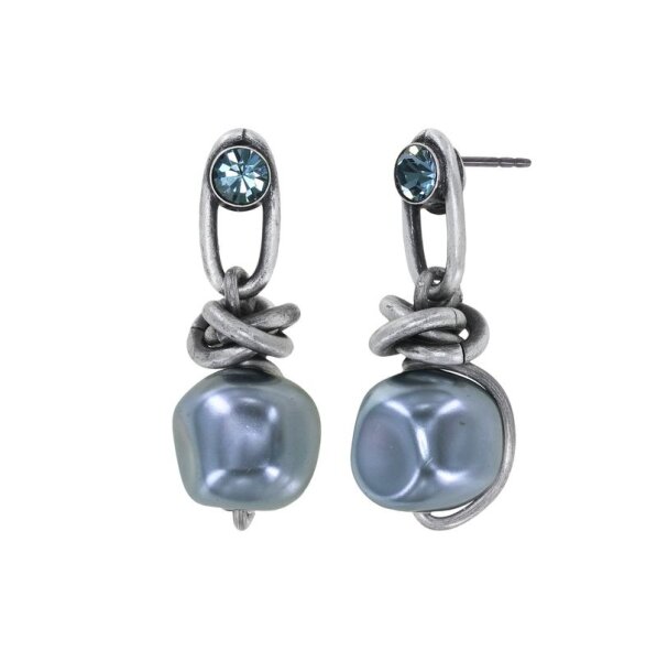 Konplott - Free Spirit - blue, antique silver, earring stud dangling