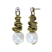 Konplott - Free Spirit - white, antique brass, earring...