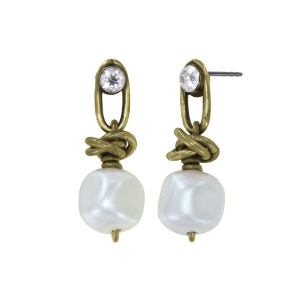 Konplott - Free Spirit - white, antique brass, earring stud dangling