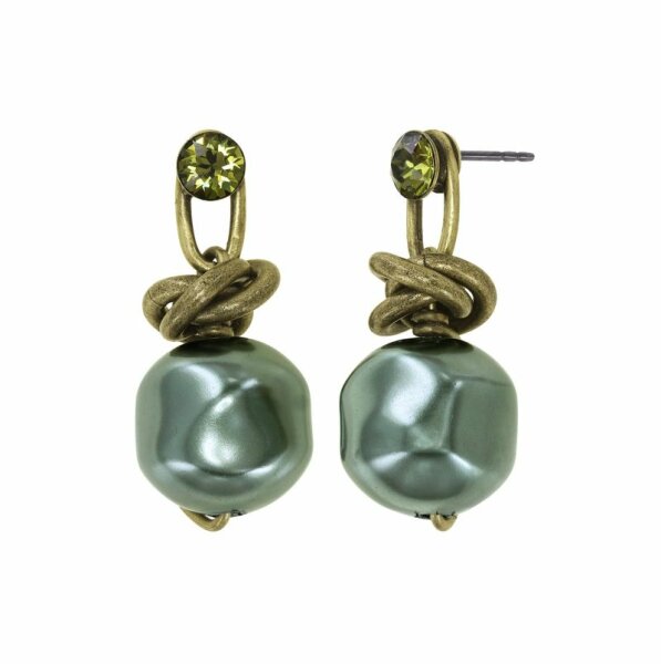 Konplott - Free Spirit - green, antique brass, earring stud dangling