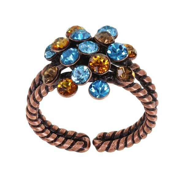 Konplott - Magic Fireball - blue/brown, antique copper, ring Mini