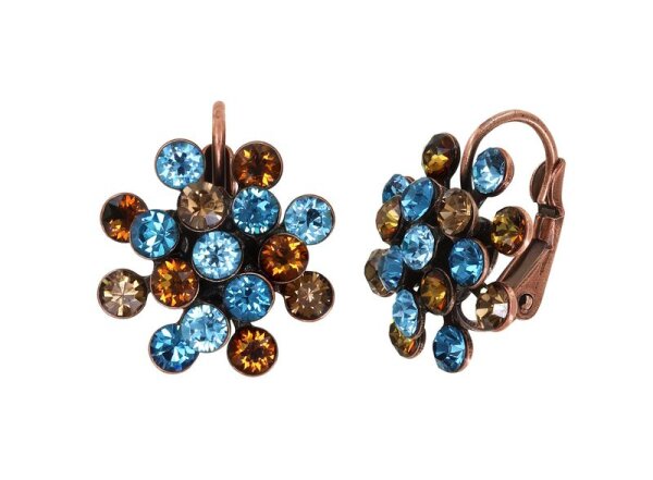 Konplott - Magic Fireball - blue/brown, antique copper, earring eurowire, Classic Size