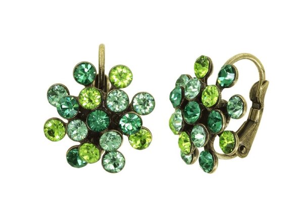 Konplott - Magic Fireball - green, antique brass, earring eurowire, Mini Size