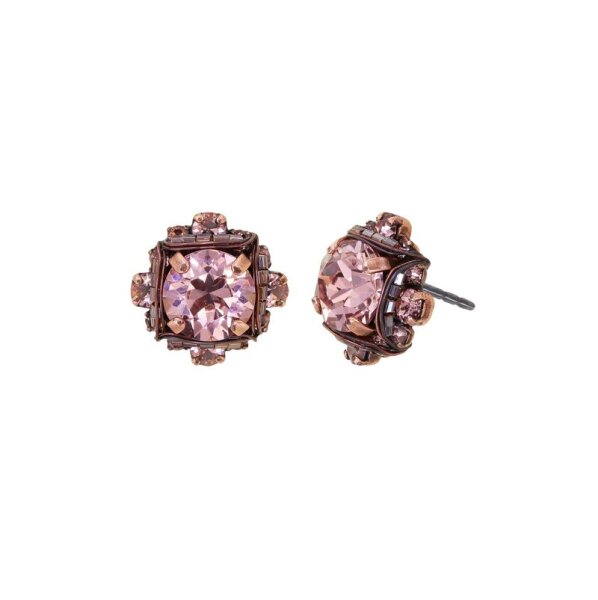 Konplott - Byzantine - beige, antique copper/dark antique copper, earring stud