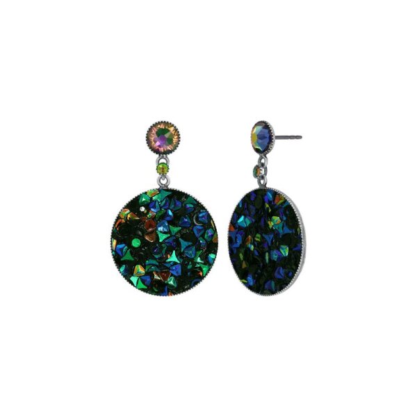 Konplott - Studio 54 - blue/green, antique silver, earring stud dangling