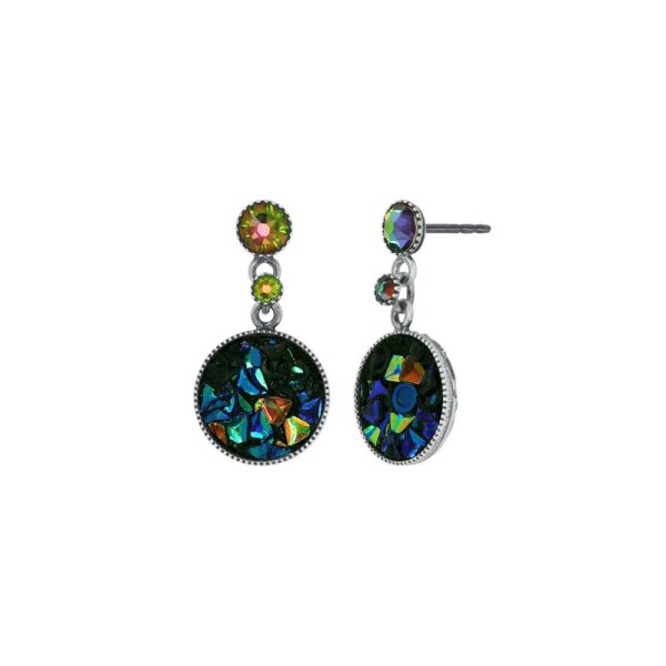 Konplott - Studio 54 - blue/green, antique silver, earring stud dangling