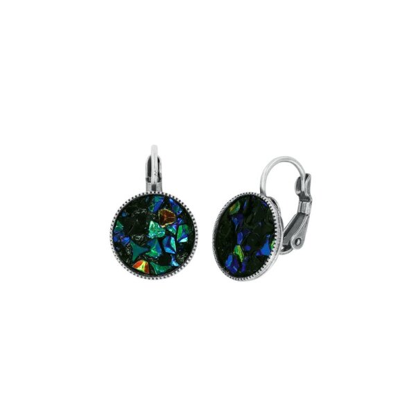 Konplott - Studio 54 - blue/green, antique silver, earring eurowire