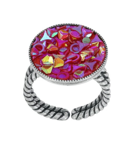 Konplott - Studio 54 - dark rose/pink, antique silver, ring