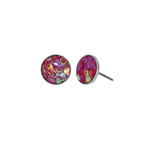 Konplott - Studio 54 - dark rose/pink, antique silver, earring stud