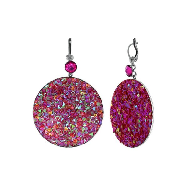 Konplott - Studio 54 - dark rose/pink, antique silver, earring dangling