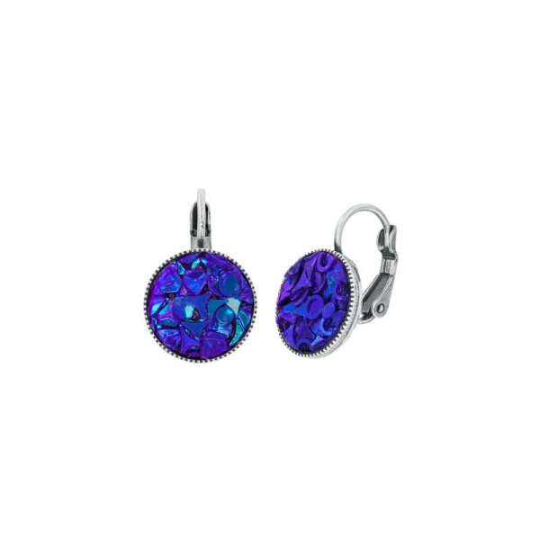 Konplott - Studio 54 - blue/lila, antique silver, earring eurowire