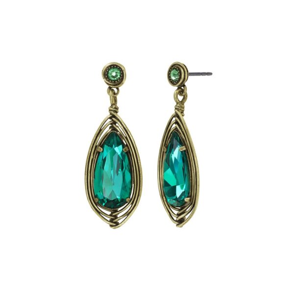 Konplott - Amazonia - green, antique brass, earring stud dangling