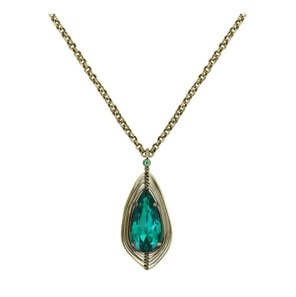 Konplott - Amazonia - green, antique brass, necklace pendant, long