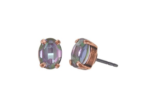 Konplott - Daily Desire - green/lila, antique copper, earring stud