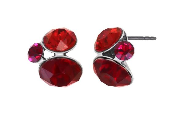 Konplott - Disco Star - red, antique silver, earring stud