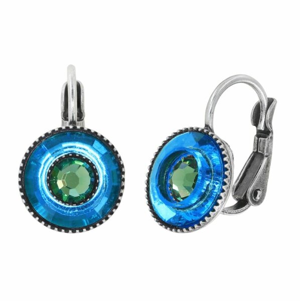 Konplott - Donutissima - blue, antique silver, earring eurowire