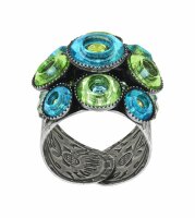 Konplott - Donutissima - blue/green, antique silver, ring
