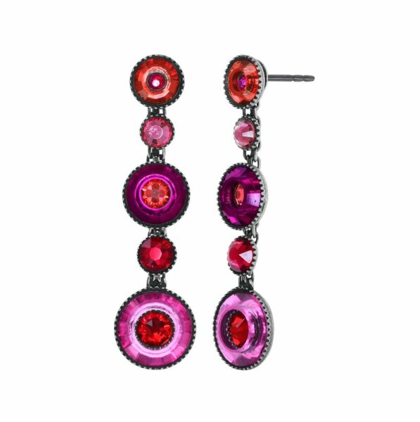 Konplott - Donutissima - dark rose/red, antique silver, earring stud dangling